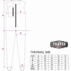 traper thermal bib dydžių lentelė